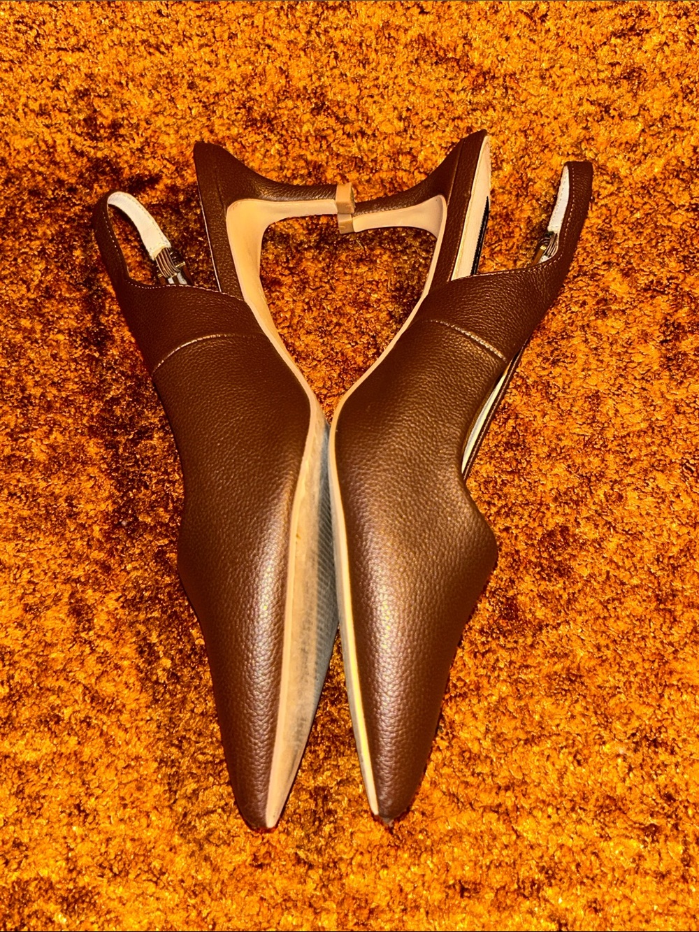 French Connection Brown Pointed Slingback Flats with Adjustable Buckle - Picture 4 of 7